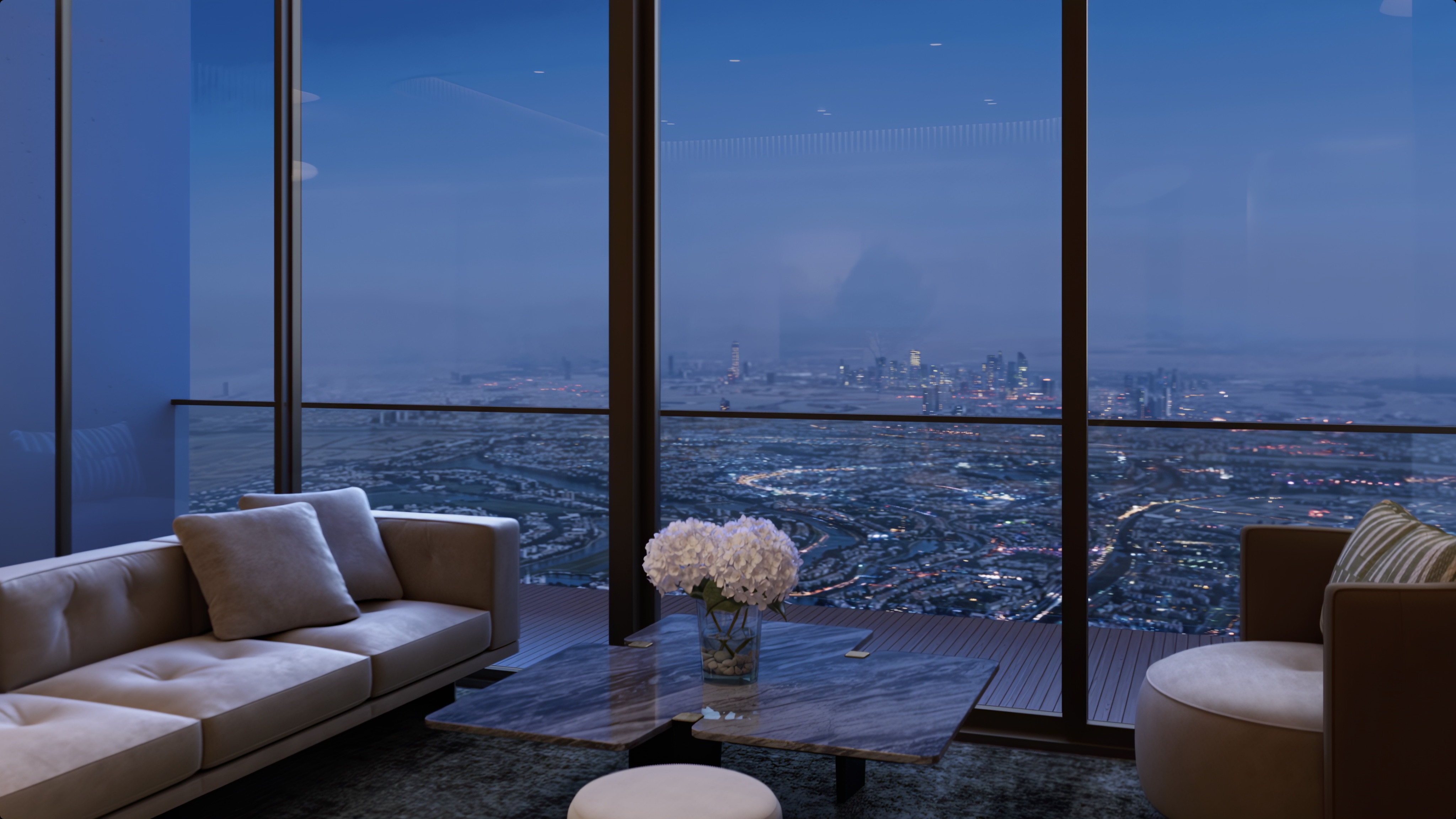 部屋からのスカイライン夜景